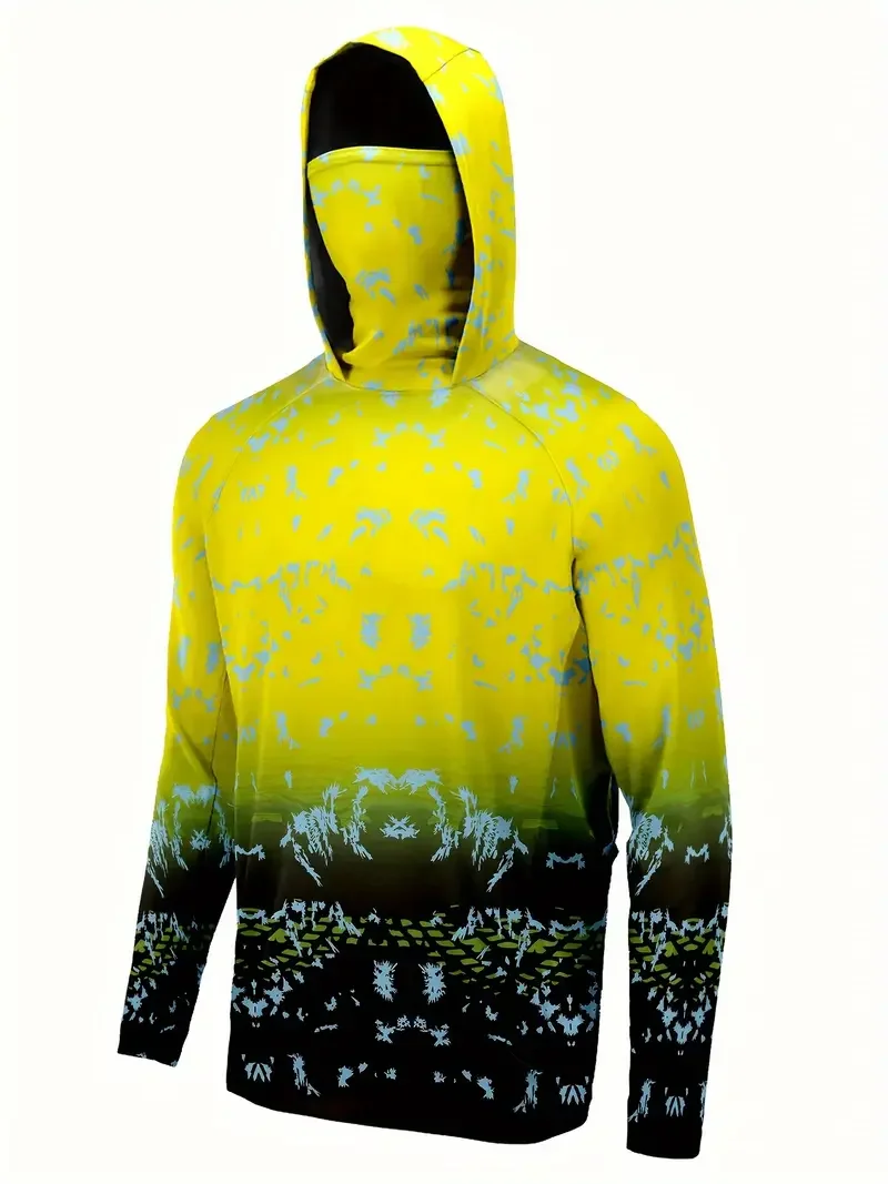 Fishing Shirt Uv Protection - قميص صيد بغطاء للرأس للرجال، ملابس