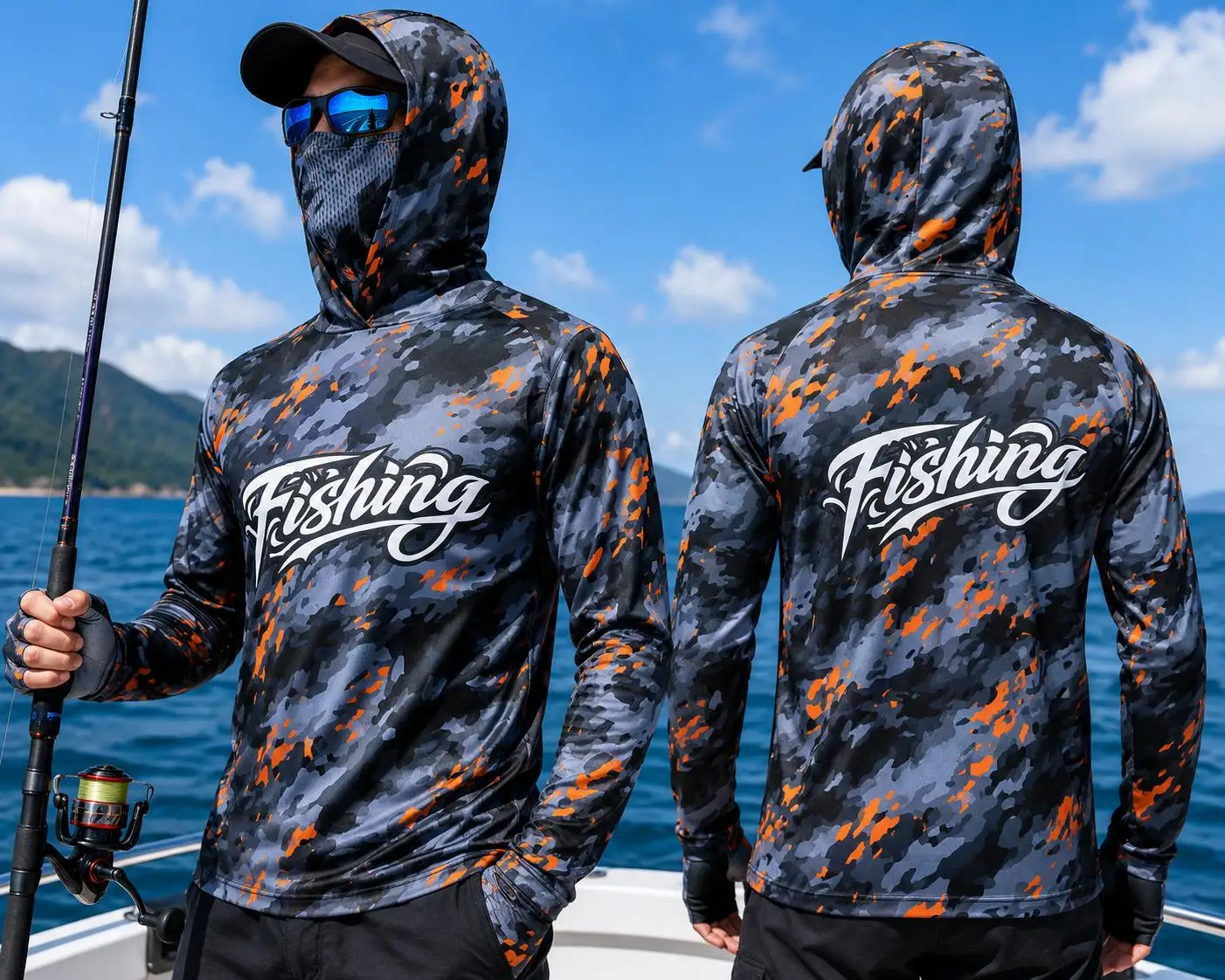 قميص صيد رجالي بغطاء للرأس، حم - مراجعة Fishing Shirt Uv Protection وسعره