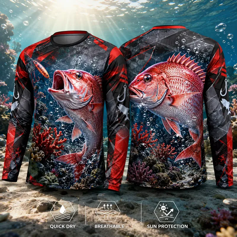 قميص صيد سمك السنابر الأحمر بأ - مراجعة Fishing Shirt Uv Protection وسعره